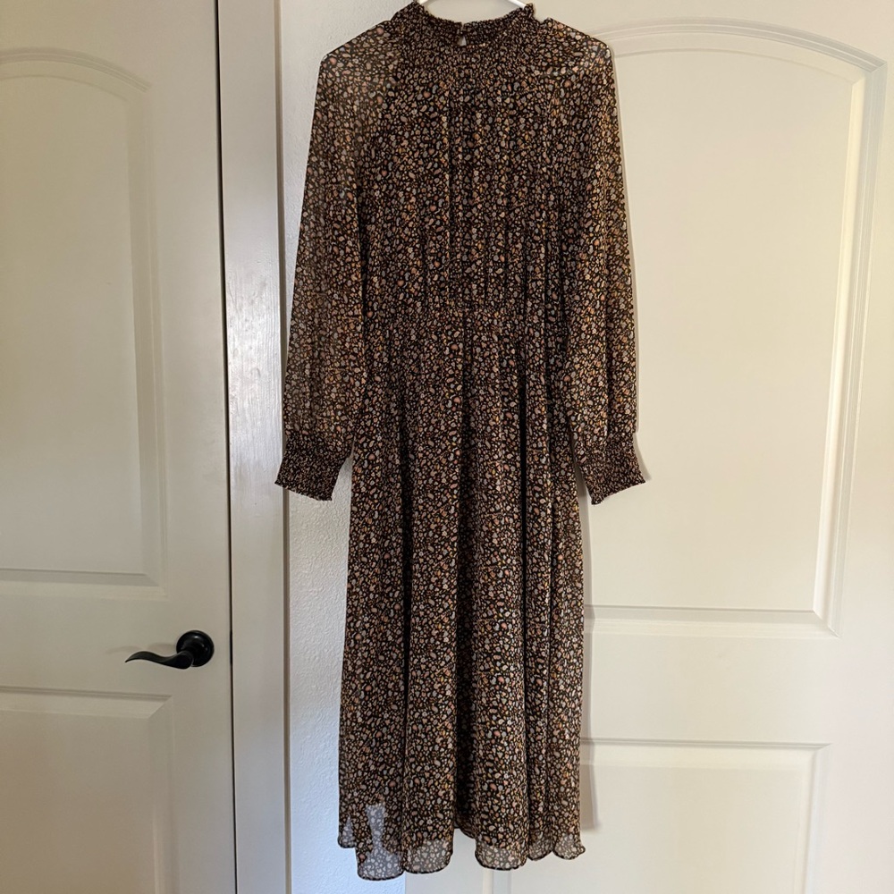 Madewell Floral Midi Long Sleeve Dress